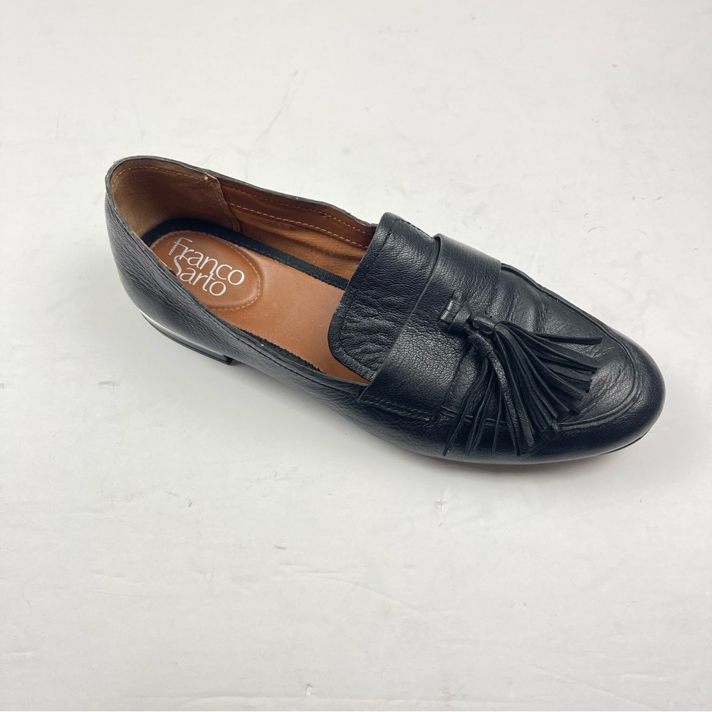 Franco Sarto Brixley Soft Black Leather Tasseled Loafers Flats Size 7.5 Preppy